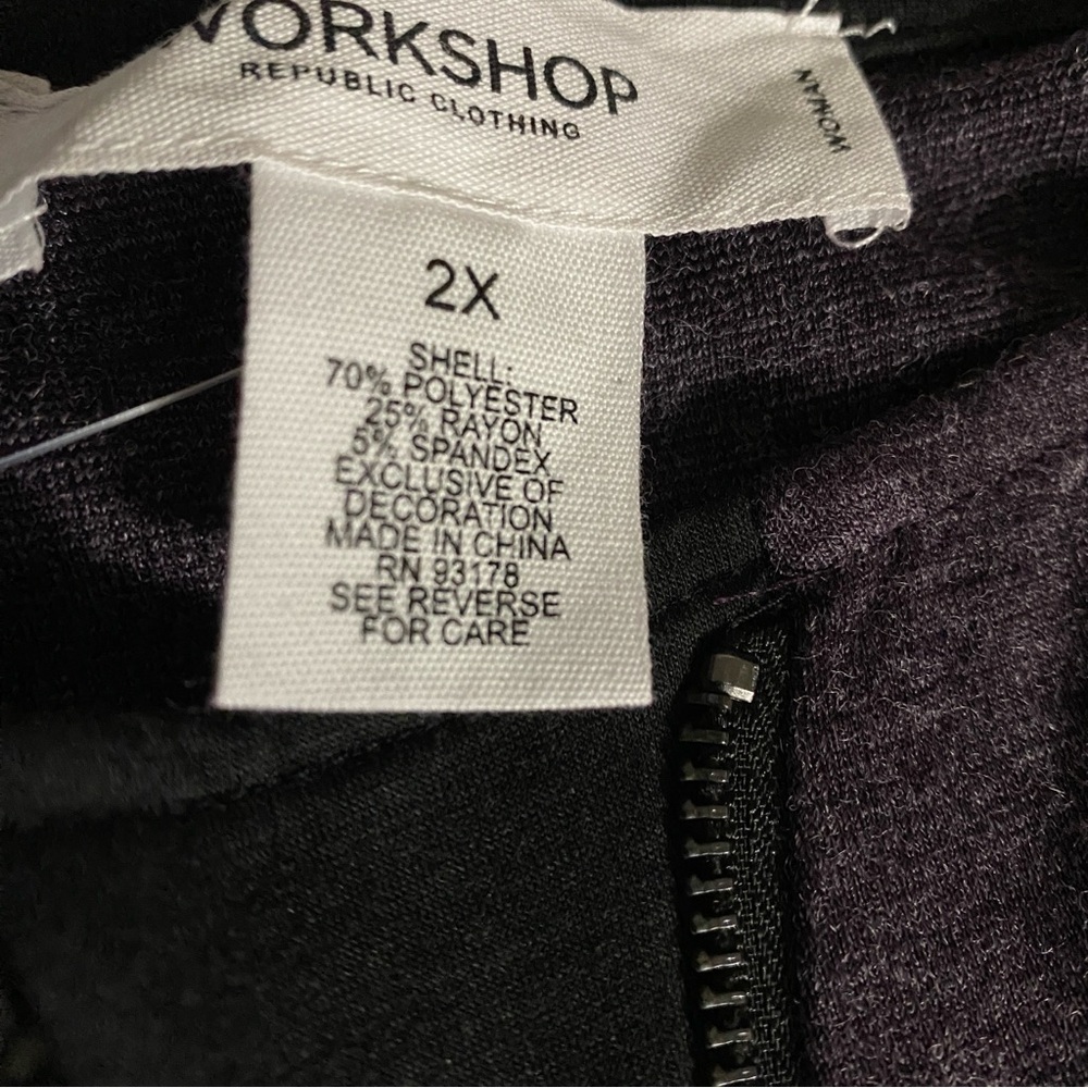 Workshop Republic 2X Plum Zip Front Tunic High Low Hem Stretch Top Plus - Picture 8 of 10